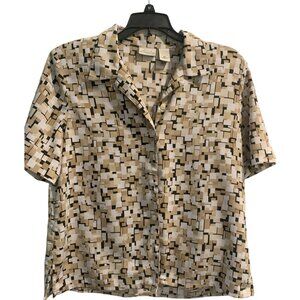Kim Rogers Women’s Beige Patterned Shirt - Size 6P